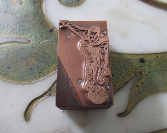 Bowler Bowling Antique  Letterpress Printing Block