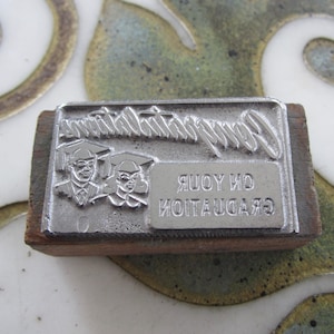 Congratulations Graduate Antique Letterpress Printing Block Graduation