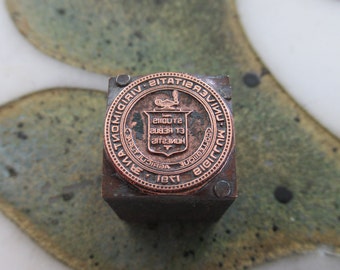 University of Vermont College of Agriculture Emblem Antique Letterpress Printing Block