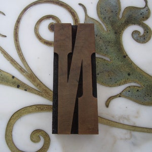 Large Letter N Antique Letterpress Wood Type Printers Block