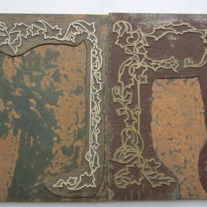 Pair of Large Linocut Page Frames Vintage Letterpress Blocks