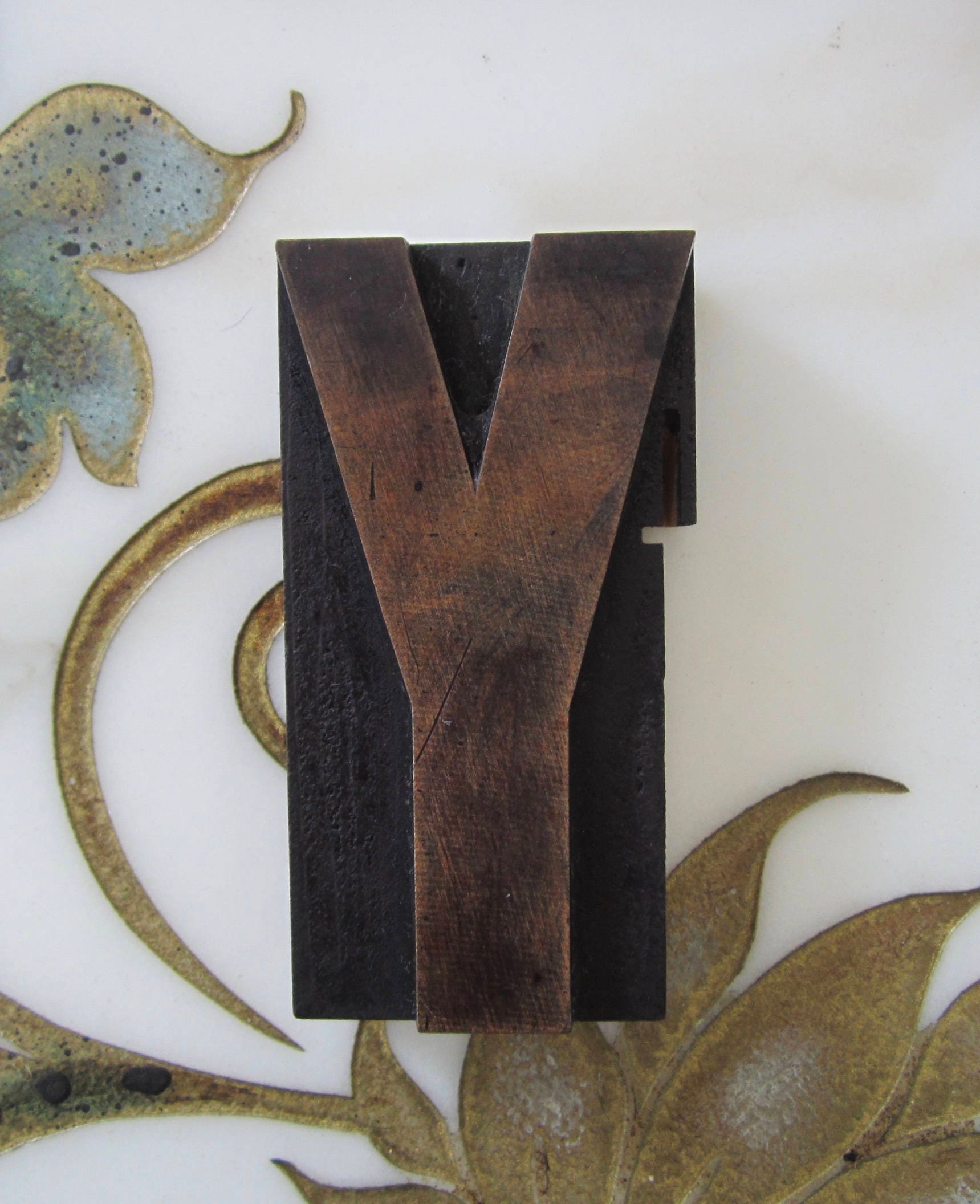 4 Letter Y Antique Letterpress Wood Type Printers Block Etsy