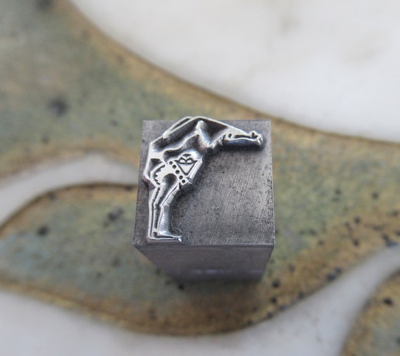 Handstand Jester Letterpress Printing Block Metal Antique