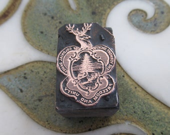 Vermont Society of Colonial Dames Vermont Antique Letterpress Printing Block NSCDA
