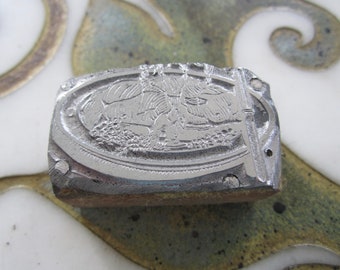 Platter of Food Letterpress Printing Block Antique