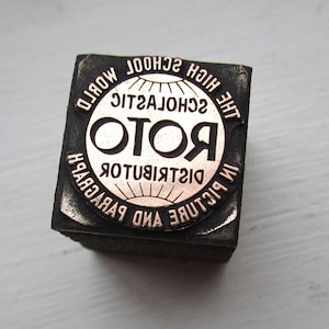 Scholastic Roto DistributorVintage Letterpress Printers Block High School