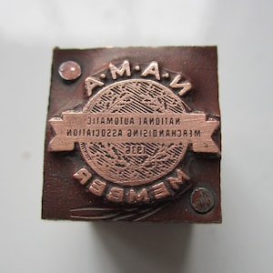 N.A.M.A. Vintage Letterpress Printers Block National Automatic Merchandising Association