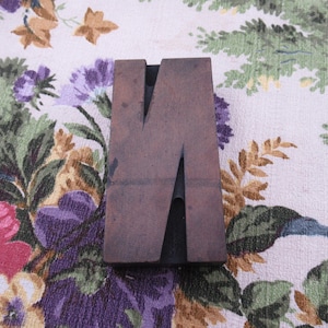 Antique Letterpress Wood Type Printers Block Letter N