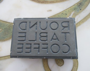 Round Table Coffee Antique Letterpress Printing Block