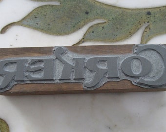 Corker Logotype Vintage Letterpress Block
