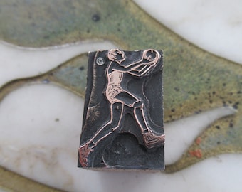 Basketball Player Vintage Letterpress Printing Block