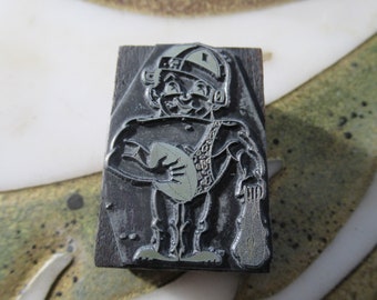Football Player Vintage Letterpress Printing Block