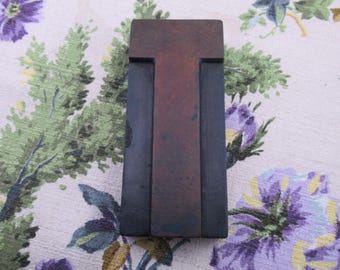 Large Letter T Antique Letterpress Wood Type Printing Block