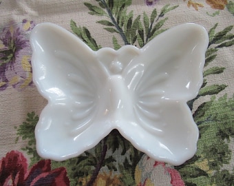 Butterfly Avon White Trinket Dish Milk Glass
