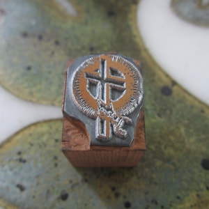 Religiöse Kreuz Vintage Buchdruck Druck Block