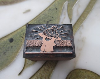Man with a Big Smile Antique Letterpress Printing Block