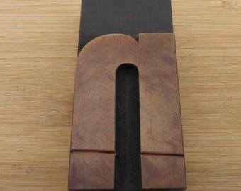 Letter N Antique Letterpress Wood Type Printers Block Lower Case