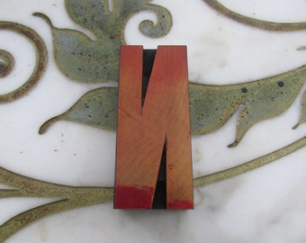 Letter N Antique Letterpress Wood Type Printers Block