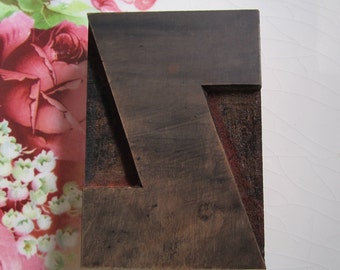 Antique Letterpress Wood Type Printers Block Wide Letter Z Wide