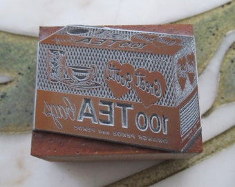 Great Scott Teabags Vintage Letterpress Printing Block Advertising