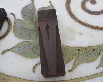 Letter V Antique Letterpress Wood Type Printers Block Lower Case