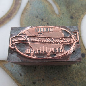 Miembro de Servilinen Linen Supply Association of America Letterpress Printing Block Antique