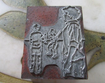 Baseball Playing Children Vintage Letterpress Printing Block