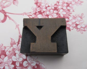 Letter Y Antique Letterpress Wood Type Printing Block Wide Serif