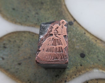 Couple Man and Woman Antique Letterpress Printing Block Gentleman Lady