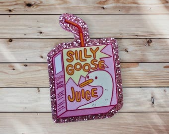 Silly Goose Juice Box Funny Retractable Badge Reel Work ID