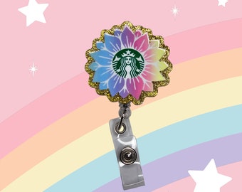 Rainbow Coffee Retractable Badge Reel