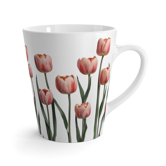 Tulip Latte Mug, Coffee Mug, Tulips, Pink Tulips, Mother's Day, Gifts for Her, Coffee Gift, Gift for Coffee Lover, Flower Mug, Tulip Lover