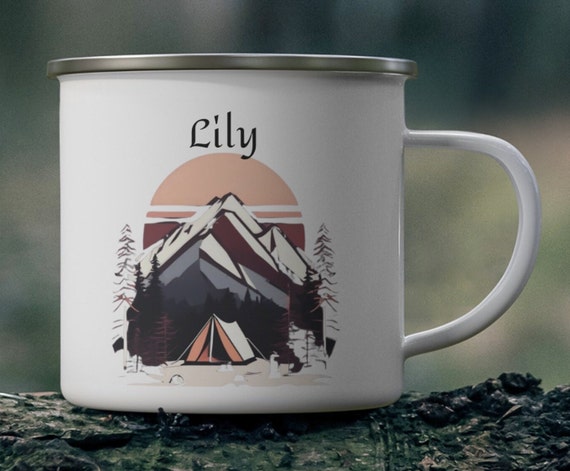Personalized Camp Mugs, Mugs for Family Camping, Hot Chocolate Mug, Coffee Mug, Kids Love Mugs Too, Camper Coffee,Enamel Camping Mug