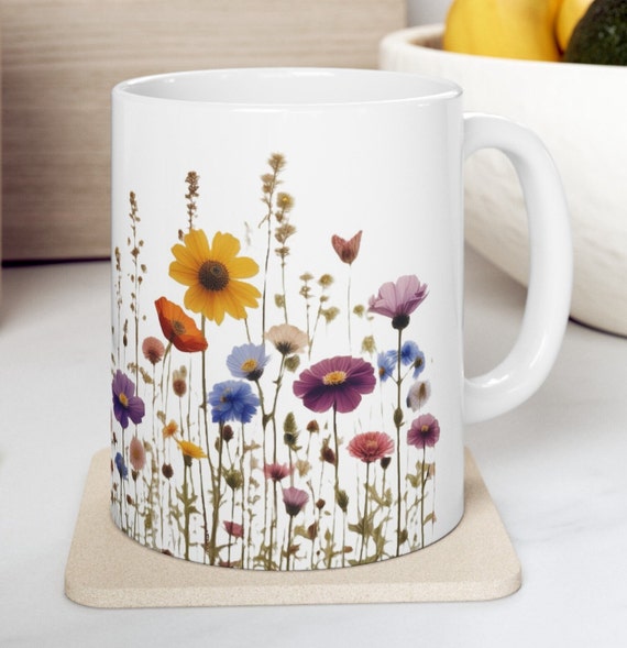 Flower Mug, Floral Mug, Gift for Her, Mother's Day, Holiday Gift, Coffee Mug, Coffee, Hot Chocolate Mug, Pretty Mug