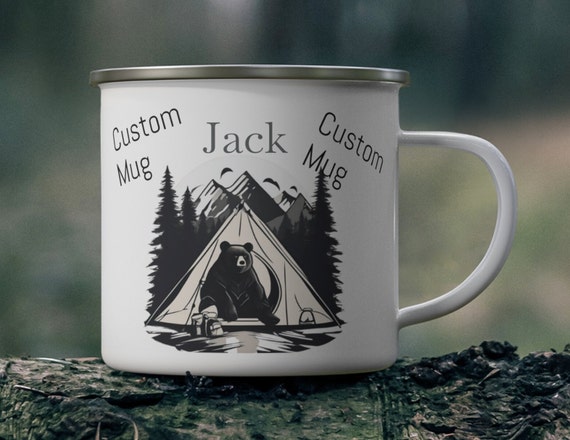 Camper Mug, Custom with Kid's name, great personal mug for kids out camping and having hot chocolate and fun times!