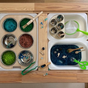 センサリートレイ オーシャン、センサリープレイインサート トロファストボックス IKEA フリサットテーブル用、水中＆海の動物プレイセット、海中