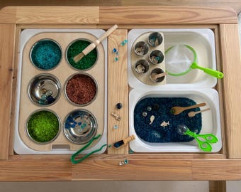 Sensory Tray Ocean, Sensory Play Insert Trofast Box for Flisat Table IKEA, Underwater & Sea Animals Playset, Water Under the Sea