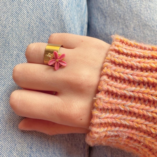 Bague à 1 Fleur Personnalisable - Modèle Tiaré