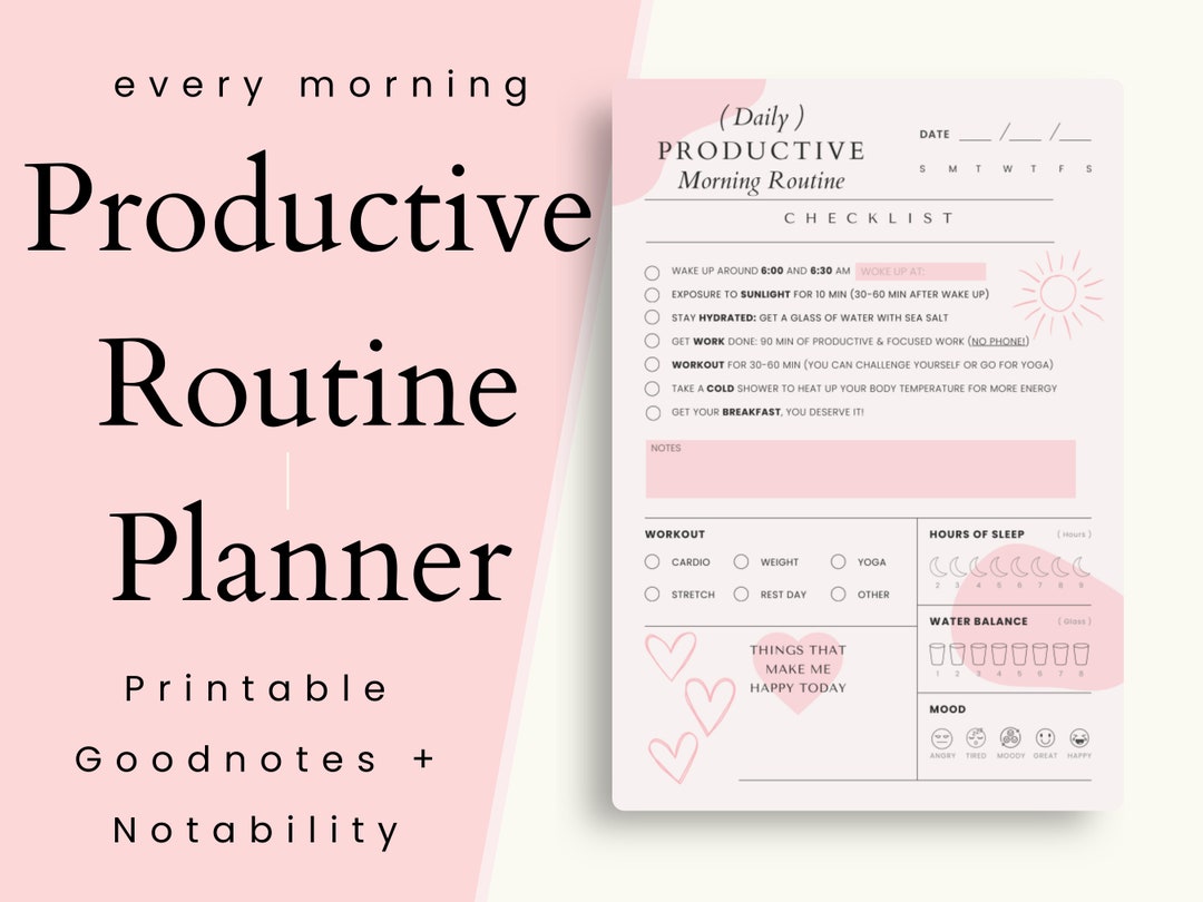 Dialy Routine Productive Productive Daily Morning Routine Planner - Etsy
