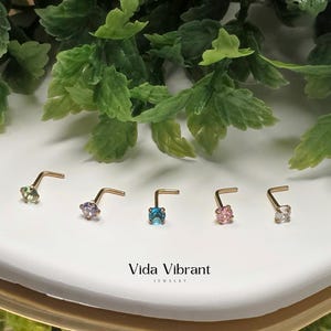 Viva Pop Solitaire Nasenstecker. 3.5 mm L Bend Pin. Gold Edelstahl.