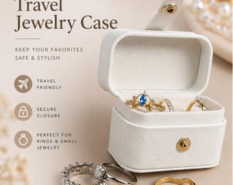Pearl Muse Mini Jewelry Case  • Compact Jewelry Organizer Gift Box • Rings, Earrings & Necklaces
