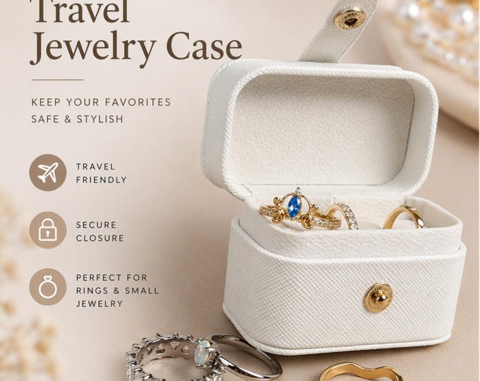 Pearl Muse Mini Jewelry Case  • Compact Jewelry Organizer Gift Box • Rings, Earrings & Necklaces