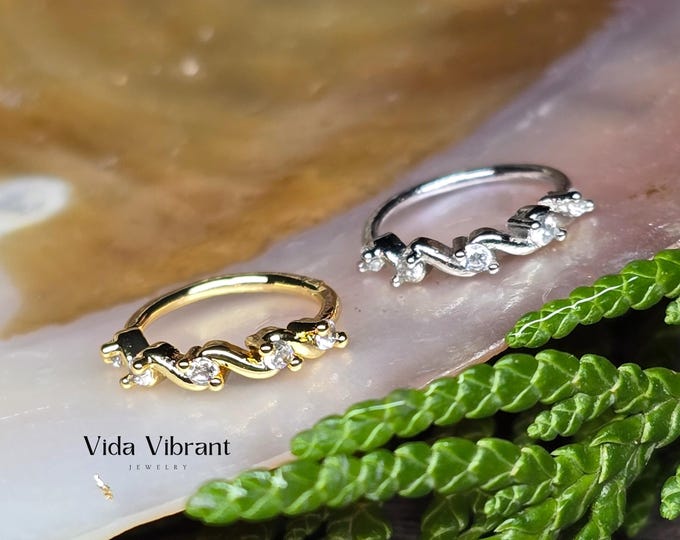Eternal Swirl CZ Nose Ring • 316L Surgical Steel Hoop, Tarnish Resistant