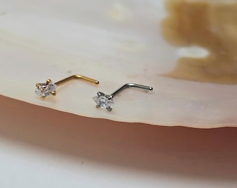 Solitaire Spark Nose Stud • Surgical Steel L-Bend Nostril Jewelry