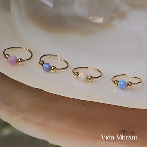 Beaded Opal Nose Hoop. Nose rings. Handmade Jewelry. 925 Silver. 18kGold Plated. Boho nose ring. Dainty Body Jewelry. Cartilage. Minimalist.