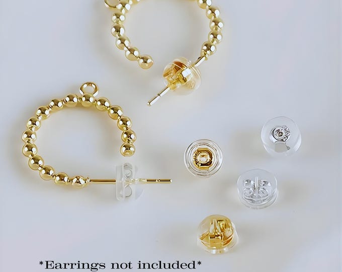 Secure Butterfly Earring Backs •  Gold or Silver Finish • Replacement Stud Backings (3 Pairs)