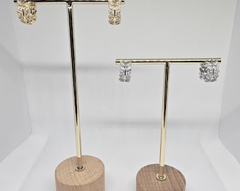 Olive Banch Leaf Hoop Earrings • Sterling Silver •  18K Gold Plated Huggies with Zircon