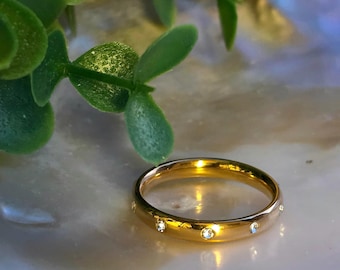 Aureline Pavé Band • 18K Gold Plated Stainless Steel • Waterproof & Tarnish Resistant • Stacking Ring