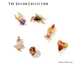 Villain Inspired Stud Earrings, 18K Gold Plated Sterling Silver