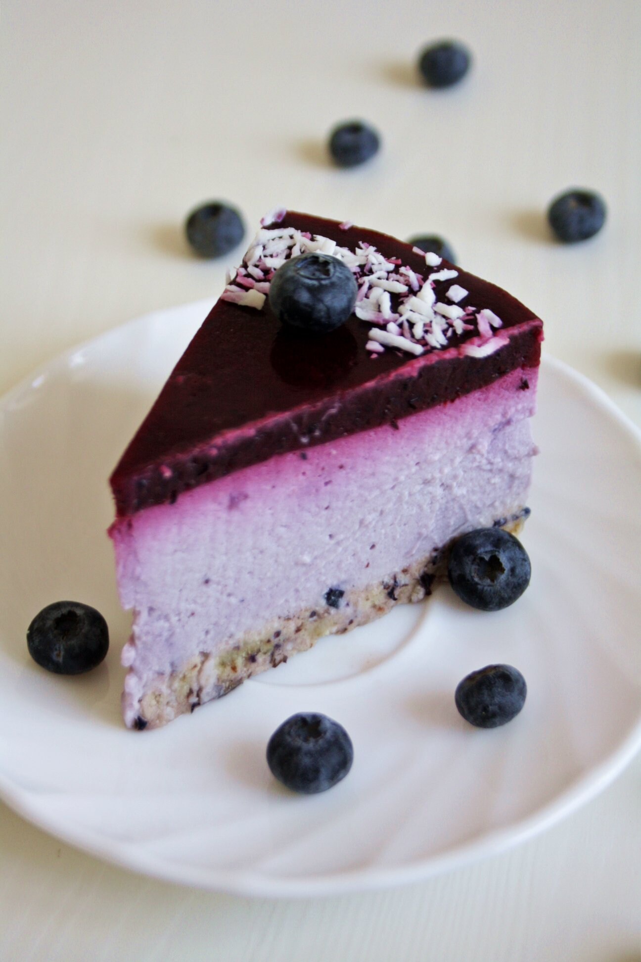 Vegan Tofu No Bake Cheesecake With Blueberries and Blackcurrants